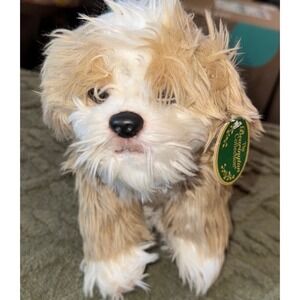 Bearington Collection Plush Dog Puppy Stuffed Animal Toy Brown White